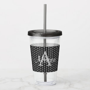 Vaso negro elegante del acrílico del monograma de