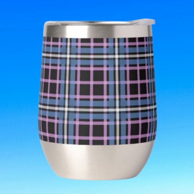 Vaso para vino sin tallo Plaid – Azul y lavanda (Subido por el creador)