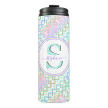 Vaso personalizado con iniciales y colores pastel,