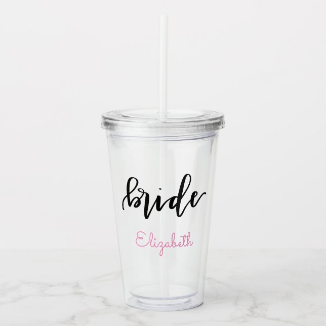 Vaso personalizado del acrílico de la novia (Anverso)