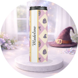 Vaso personalizado para chica libresca bruja rosa