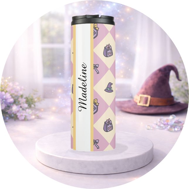 Vaso personalizado para chica libresca bruja rosa (Subido por el creador)
