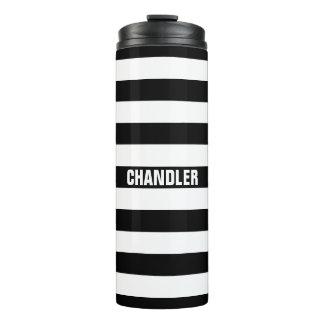 Vaso rayado blanco y negro personalizado