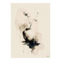 Vaso silencioso Arte minimalista japonés con tinta