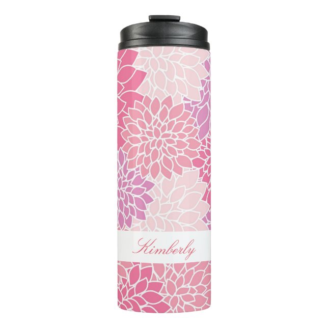 Vaso termal de encargo de las flores rosadas (Anverso)