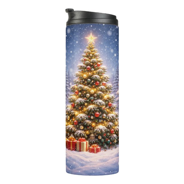 Vaso Térmico con Diseño de Árbol de Navidad (Rotado hacia la derecha)