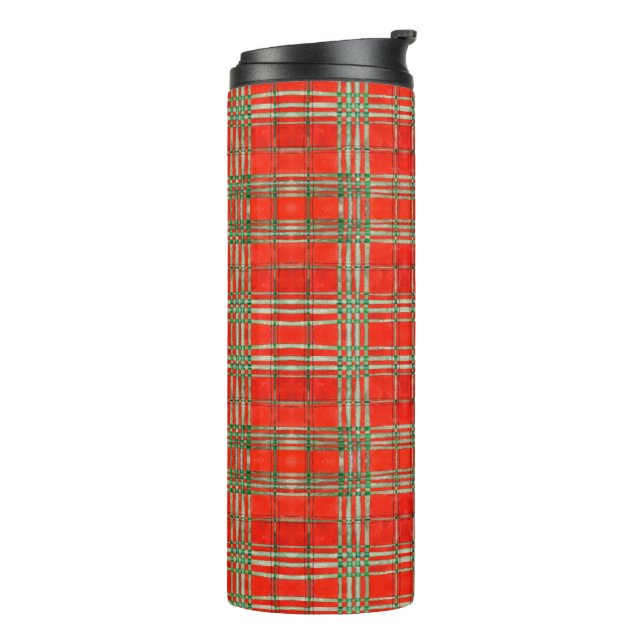 Vaso Térmico Cuadrado Tartán Rojo Escocés (Rotado hacia la izquierda)