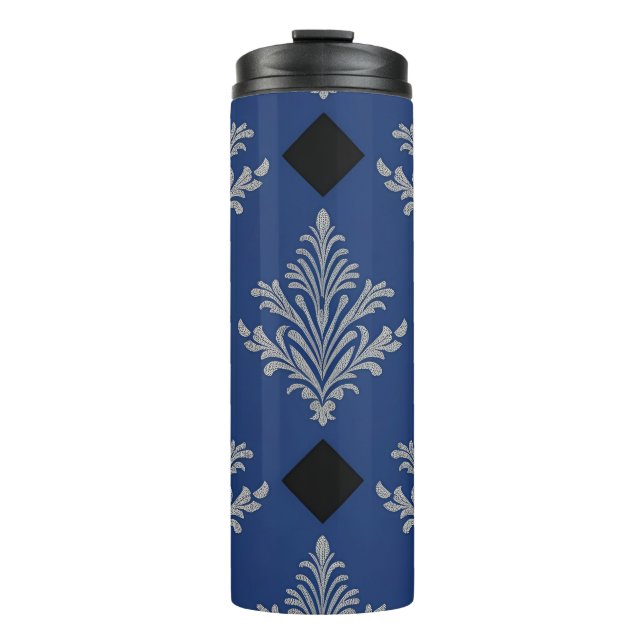 Vaso Térmico de Damasco de Plata Elegante (Anverso)