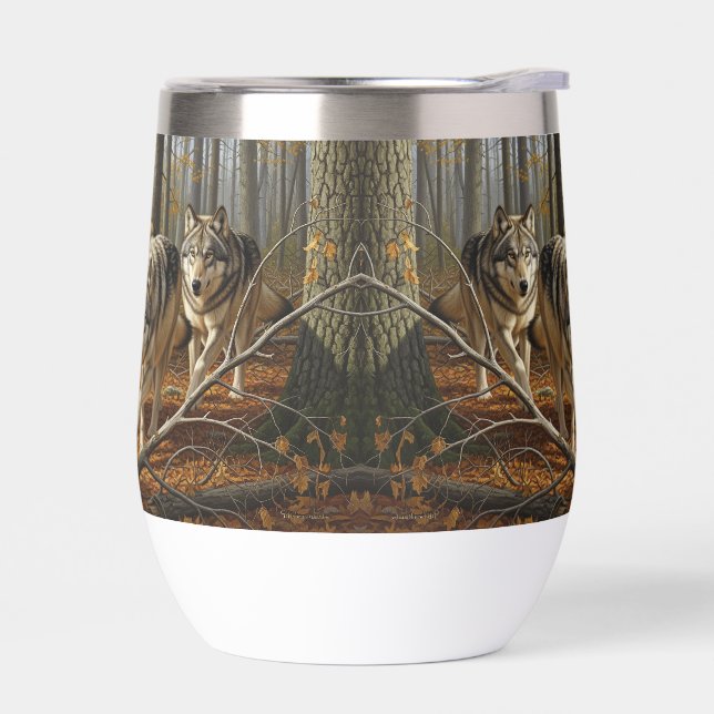 vaso térmico de vino sin tallo de lobo estilo 1 (Izquierdo)