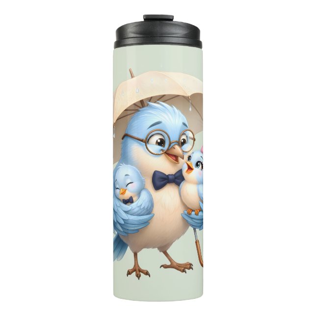 Vaso Térmico Familia Pájaros Papá (Anverso)