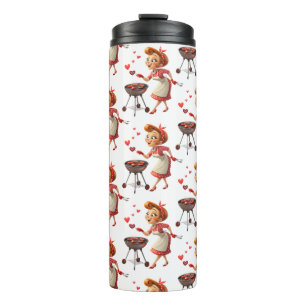 Vaso Térmico Señora Cocinando Corazones Rojos