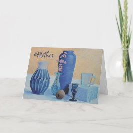Vasos azules de la tarjeta de Día de la Madre