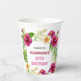 Vasos de fiesta de cumpleaños flor tropical rosa l
