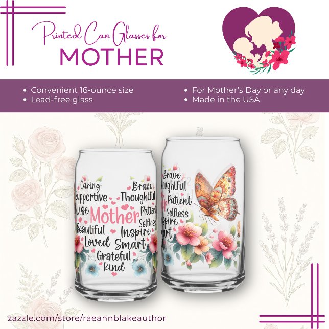 Vasos de lata impresos para el Día de la Madre (Subido por el creador)