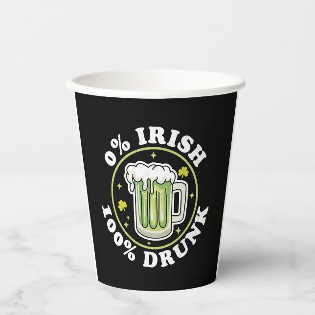 Vasos De Papel 0 Irlandés 100 Beer verde borracha gracioso St Pat (Anverso)