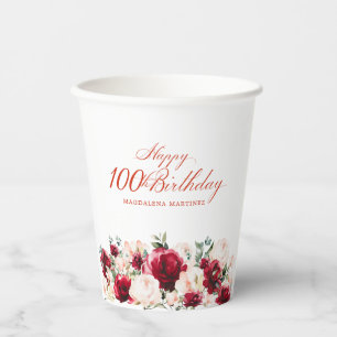 Vasos De Papel 100.º Personalizado de Peones Rosa Rojo