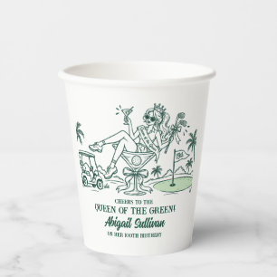 Vasos De Papel 100 cumpleaños Reina del Green Golf divertido