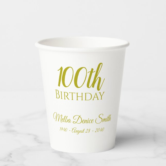 Vasos De Papel 100 Cups de papel de cumpleaños personalizadas (Anverso)