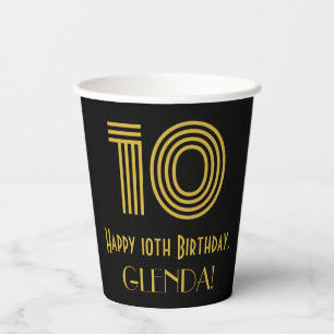 Vasos De Papel 10.º cumpleaños: Art Decó inspirado look "10" y no