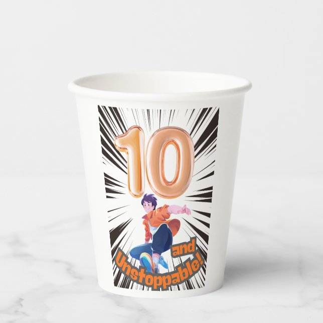 Vasos De Papel 10 y Niños Indetenibles Cumpleaños (Anverso)