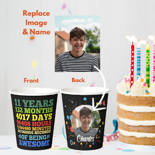 Vasos De Papel 11 años 11 cumpleaños 132 meses personalizados