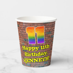 Vasos De Papel 11° cumpleaños: Arcoiris inspirado en graffiti div