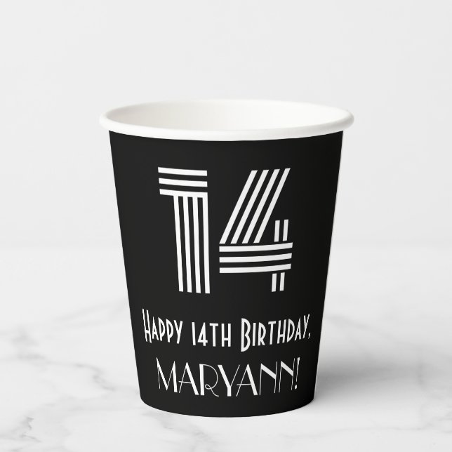 Vasos De Papel 14 Aniversario — Aspecto inspirado en el Art Deco  (Reverso )