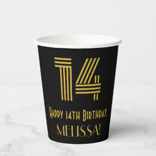 Vasos De Papel 14 Aniversario del nacimiento: Aspecto inspirado p