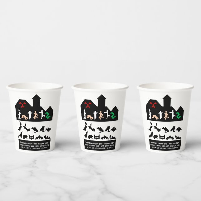 Vasos De Papel 18 imágenes del tangrama de Halloween (Multi)