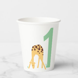 Vasos De Papel 1.ª Girafa Mínima Moderna Amarilla