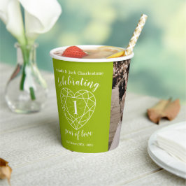 Vasos De Papel 1.ᵉʳ Boda Aniversario esquema foto del corazón ver