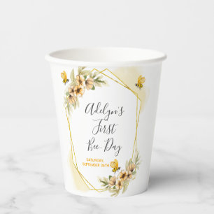 Vasos De Papel 1.ᵉʳ Chica de Abejas Cups de Papel Blanco Botá