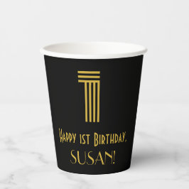 Vasos De Papel 1.ᵉʳ Cumpleaños: Aspecto inspirado en el Art Decó 
