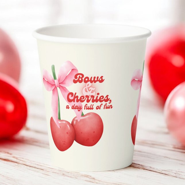 Vasos De Papel 1.ᵉʳ cumpleaños Coquette Cherries dobla letras de  (Subido por el creador)