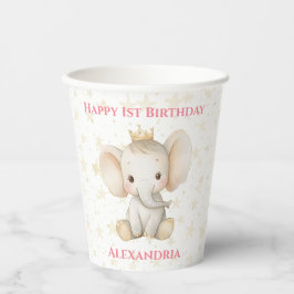 Vasos De Papel 1.ᵉʳ Elefante Princesa Personalizada