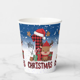 Vasos De Papel 1.ᵉʳ Navidad Leche de Nieve Blanca Leche Linfa