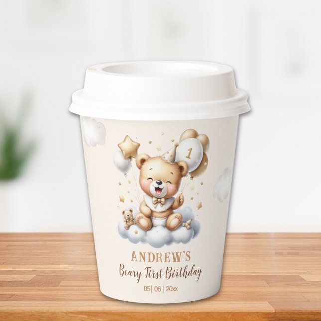 Vasos De Papel 1st Birthday Adorable Teddy Bear Birthday Boy (Subido por el creador)