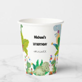 Vasos De Papel 1st Birthday Dinosaur Minimal baby boy