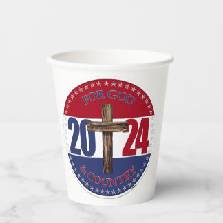 Vasos De Papel 2024 Por Dios y País con Cruz