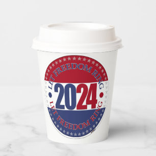 Vasos De Papel 2024 Rojo y Azul Deja que la Libertad Suene