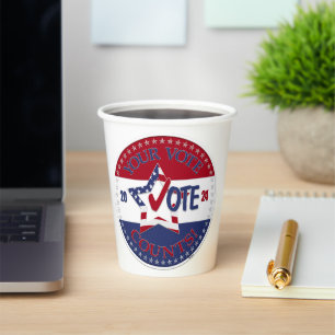 Vasos De Papel 2024 Su Voto Cuenta Estrella De Votación