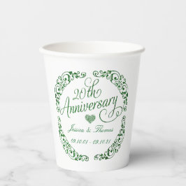 Vasos De Papel 20.º Aniversario del Boda Esmeralda