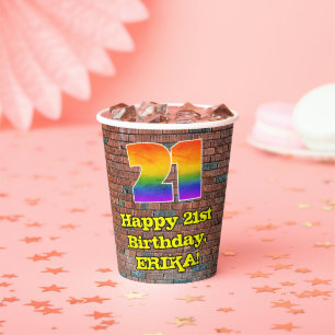Vasos De Papel 21 Aniversario: Arcoiris inspirado en graffiti div