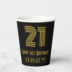 Vasos De Papel 21 Aniversario: Aspecto inspirado en el Art Deco "