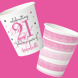 Vasos De Papel 21 cumpleaños PINK 21 años fabulosos Cubos de pape