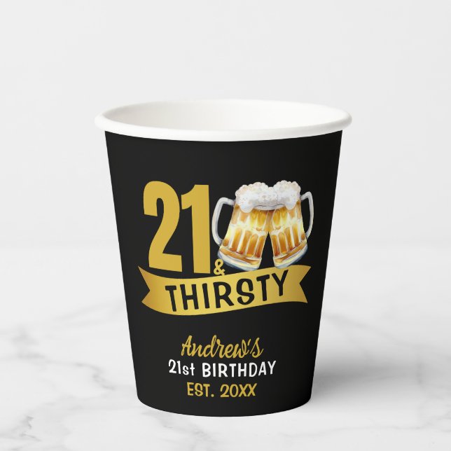 VASOS DE PAPEL 21 & THIRSTY-21ST BIRTHDAY  (Anverso)