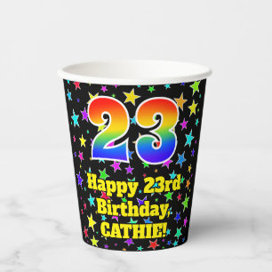 Vasos De Papel 23.º cumpleaños: Patrón de estrellas divertidas