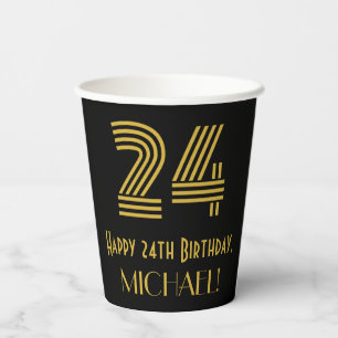 Vasos De Papel 24 Aniversario del nacimiento: Aspecto inspirado p
