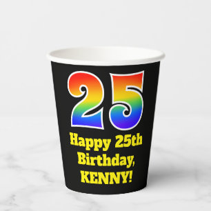 Vasos De Papel 25º cumpleaños: colorido, divertido, emocionante, 