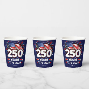 Vasos De Papel 250 Años de Independencia Fuegos Artificiales Patr